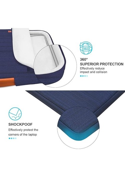 360° Laptop Kılıfı Çantası Bilgisayar Için 15 Inç New MacBook Air M4 A3241 2025/M3 A3114/M2 A2941 2024-2023, 15 Inç MacBook Pro A1990 A1707, Dell Xps 15 Plus 2022-2020 Aksesuar Cebi Ile, Mavi modelleri