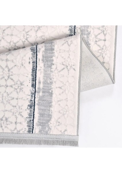 Labores Modern Gri Beyaz Polyester Kaydırmaz Makine Halısı modelleri