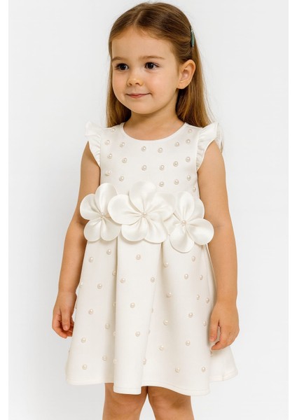Kız Çocuk Beyaz Çiçekli Elbise fiyatları