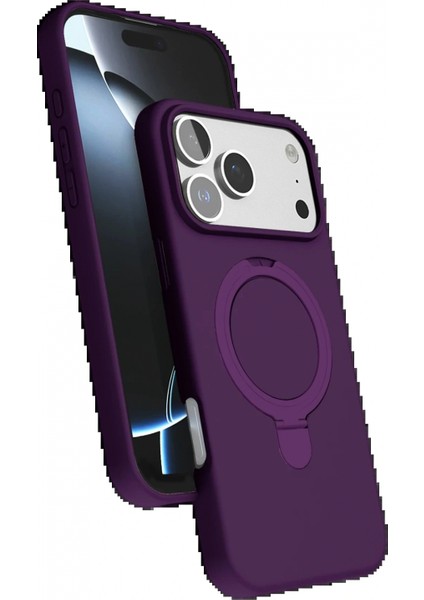 Apple iPhone 17 Pro Max Regal Magsafe Standlı Kapak - Derin Mor