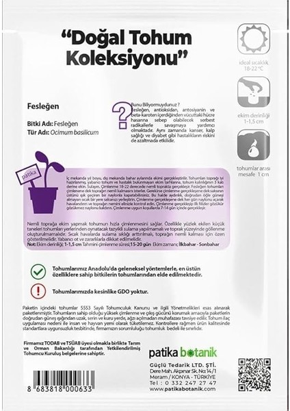 Botanik 100 Adet Yeşil Fesleğen - Yeşil Reyhan (Ocimum Basilicum) Tohumu modelleri