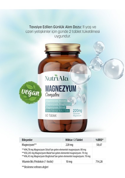 Magnezyum 3 Lü Form 60 Tablet (Bisgilisinat)