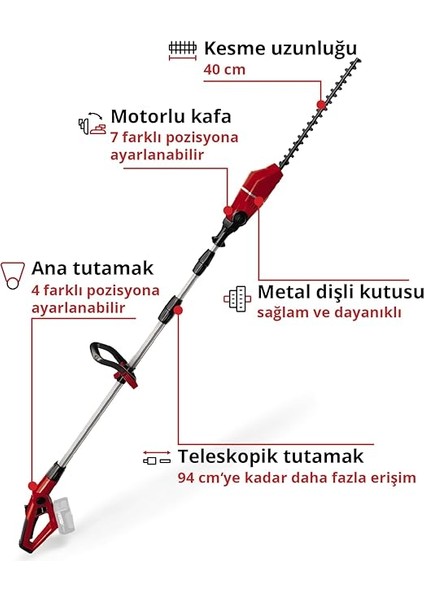 Akülü Yüksek Çit Budama Ge-Hh 18/45 Li T-Solo Power X-Change (Li-Ion, 18 V, 45 cm Kılavuz Uzunluğu, Elmas Bilemeli Çelik Bıçaklar, Akü ve Şarj Cihazı Dahil Değildir) - 3410866 modelleri