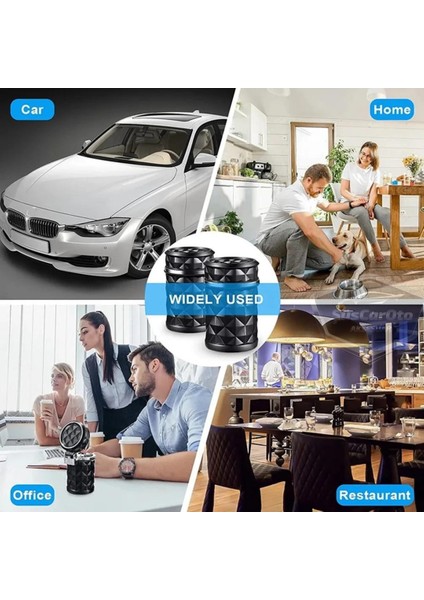 Üniversal Kristal Pırlanta Taş Görünümlü Mavi LED Işıklı Lüx Oto Küllük Kapaklı Spor Araç Içi Küllük Araba Küllüğü Siyah ONK16