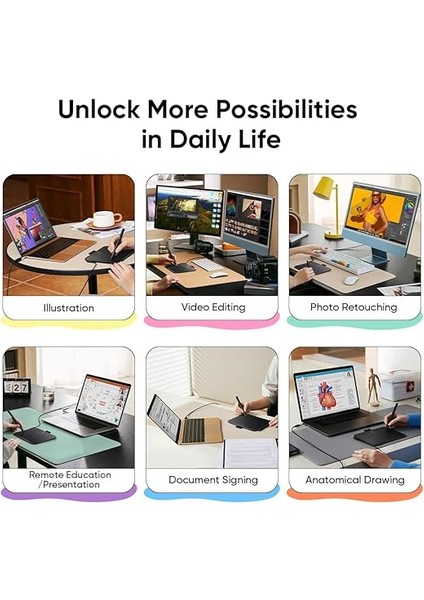 Deco 640 16384 Basınç Seviyeli Çizim Tableti Hassasiyet Pilsiz Stylus 6*4 Inç Osu Çizim Pedi Dijital Çizim Öğretimi Için Grafik Tablet Pc Mac Android Için Tasarım Düzenleme Çalışması indirimleri