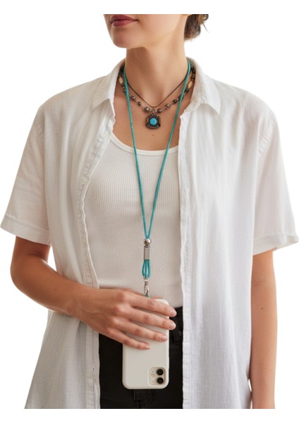 MAVİ TAŞLI TELEFON BOYUN ASKISI TÜM KILIFLARA UYUMLU modelleri