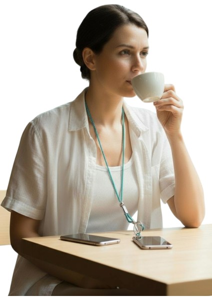 MAVİ TAŞLI TELEFON BOYUN ASKISI TÜM KILIFLARA UYUMLU