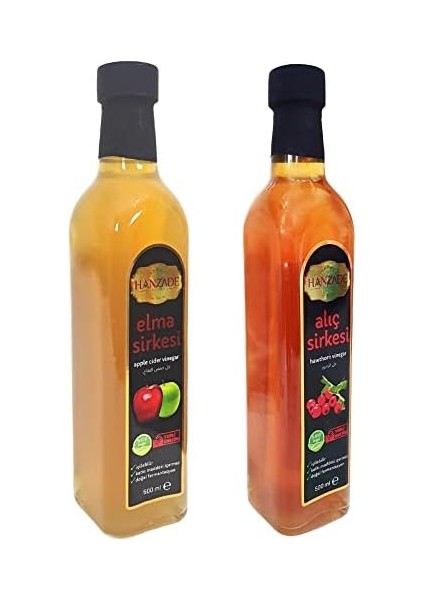 Hanzade Bitkisel Elma + Alıç Sirkesi 500 ml 2&apos;li Set Doğal Fermantasyon Içilebilir Katkısız Cam Şişe fiyatları