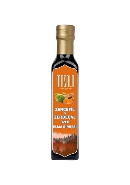 Super Gurme Masala Zencefilli - Zerdeçallı Elma Sirkesi 250 ml - Apple Cider Vinegar With Ginger - Turmeric