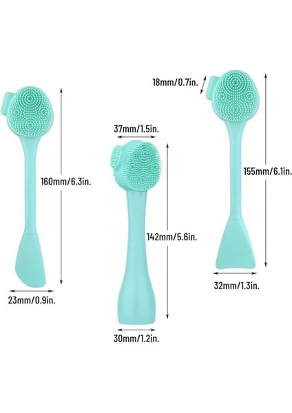 Bolivia&apos;s Silikon Yüzey Fırçası, 4&apos;ü 1 Arada Yüz Temizleme Fırçası, Krem Uygulayıcılı Çift Uçlu Yüz Fırçası, Cilt Bakımı ve Masaj Için, 3 Farklı Tasarımlı El Tipi Yüz Fırçası (Yeşil) fiyatları