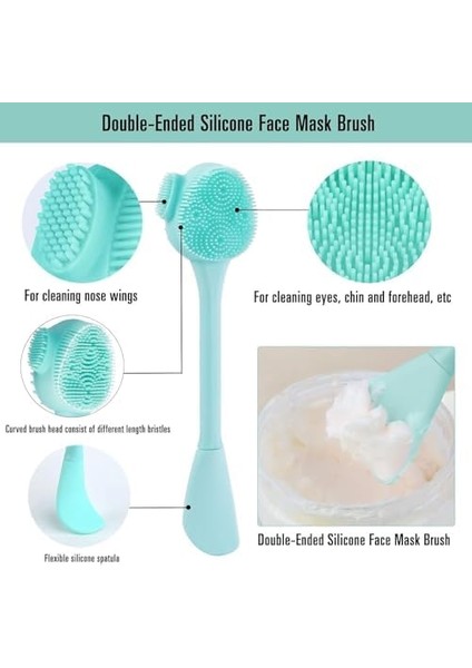 Bolivia&apos;s Silikon Yüzey Fırçası, 4&apos;ü 1 Arada Yüz Temizleme Fırçası, Krem Uygulayıcılı Çift Uçlu Yüz Fırçası, Cilt Bakımı ve Masaj Için, 3 Farklı Tasarımlı El Tipi Yüz Fırçası (Yeşil) modelleri