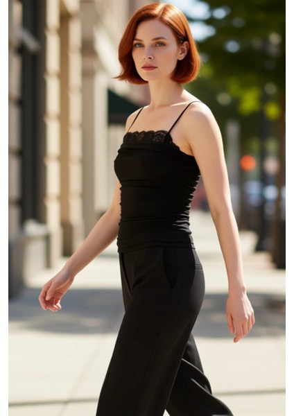 Kadın Degaje Yaka Dantel Detaylı Örme Üst Günlükten Özel Anlara Şıklık Katın Kaliteli Şık Rahat fırsatları