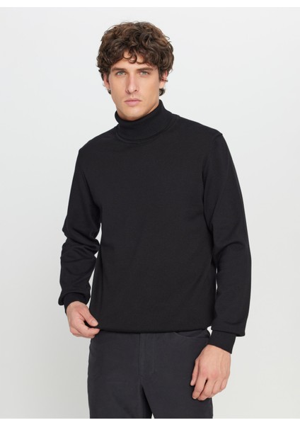 Tam Balıkçı Yaka Standart Siyah Erkek Kazak ACE043261440_SYH modelleri