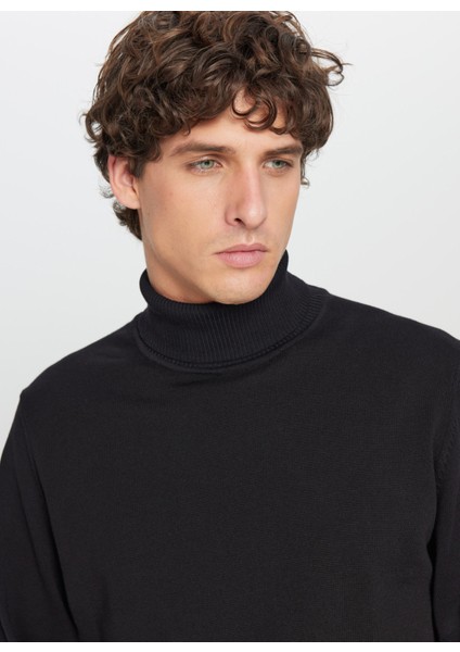 Tam Balıkçı Yaka Standart Siyah Erkek Kazak ACE043261440_SYH fırsatları