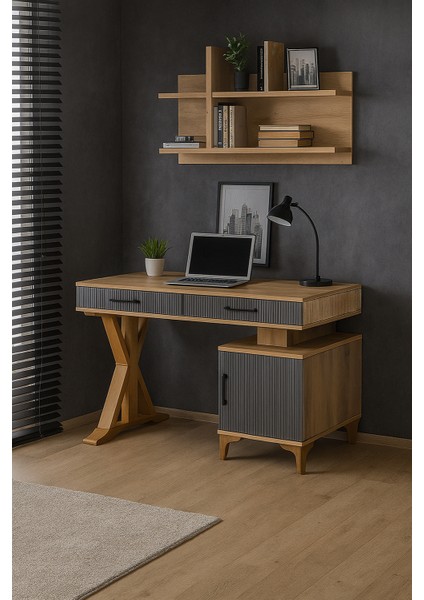 Ege MDF Genç Odası Çalışma Masası – REHAU Kaplama Kapaklar | Ağaç Ayaklar |Üstün Kalite