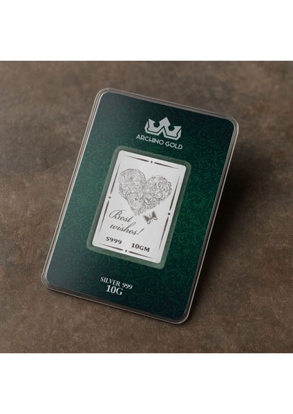 Hediyelik 10 Gram Aşkın ve Özgürlüğün Simgesi Olan Kalp ve Kelebek Temalı 999 Ayar Gümüş KÜLÇESI-712