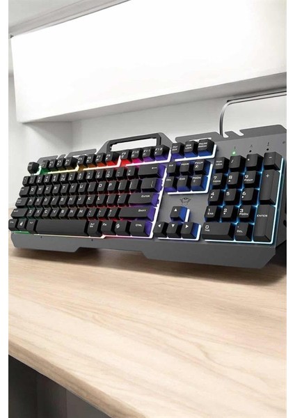 Q Klavye Rgb Işıklı Klavye ve Mouse Seti Kablolu Mouse Hediyeliş modelleri