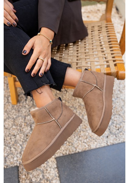 Caty Vizon Süet Kalın Tabanlı Kürklü Bot modelleri