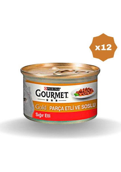 Gourment Gold Parça Etli Sığır Etli 85 gr - (12 Adet)