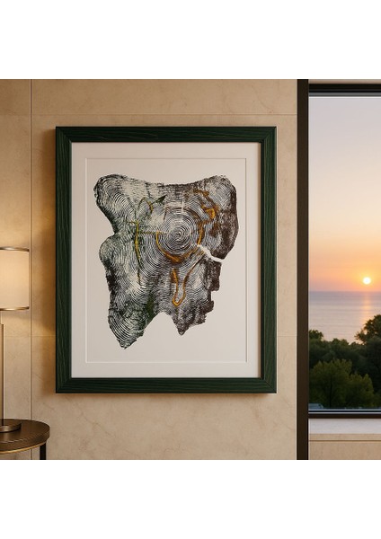 Ağaç Yaş Halkası Baskı Çalışması Poster Tablo Resim Sanat Wood Art