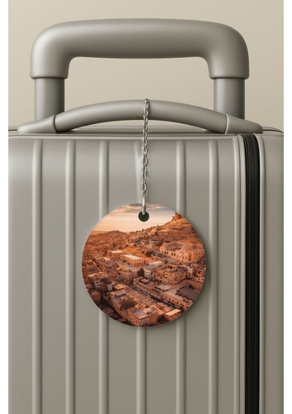 Pleksi Zincirli Bavul Etiketi Seyahat Tatil Için Tasarım Valiz Etiketi Mardin Türkiye