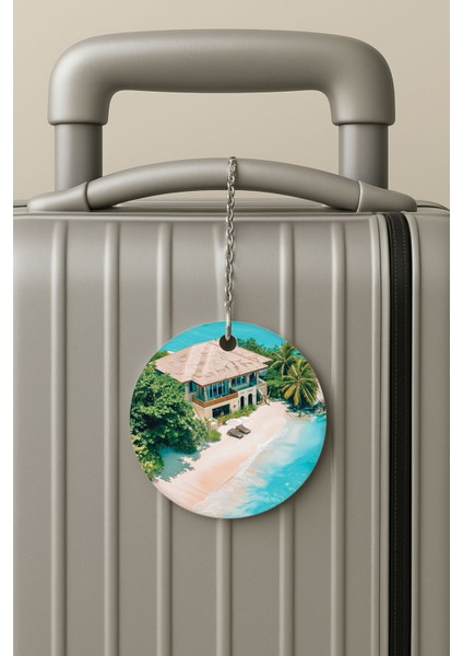 Pleksi Zincirli Bavul Etiketi Seyahat Tatil Için Tasarım Valiz Etiketi Praslin