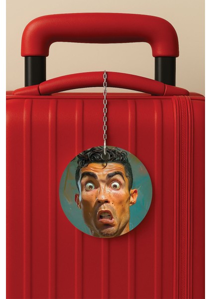 Desenli Baskılı Pleksi Zincir Aparatlı Bavul Etiketi Valiz Etiketi Cronaldo