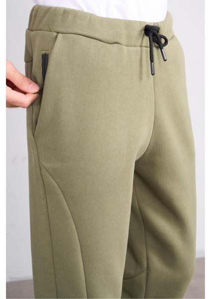 824 Erkek 3 Iplik Lastik Paça Eşofman Alt Haki modelleri