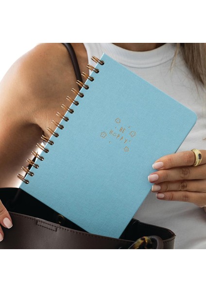 A5 Spiralli Sert Kapak Düz Çizgisiz Tarihsiz Not Defteri Mavi