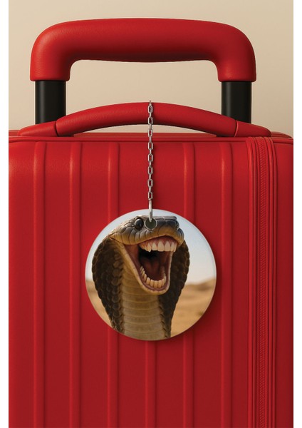 Desenli Baskılı Pleksi Zincir Aparatlı Bavul Etiketi Valiz Etiketi Işte Akrabam