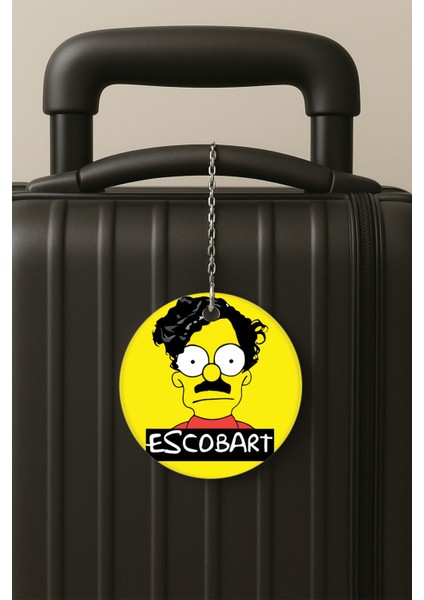 Escobart Desenli Uv Baskılı Pleksi Bavul Etiketi Seyahat Tatil Valiz Etiketi