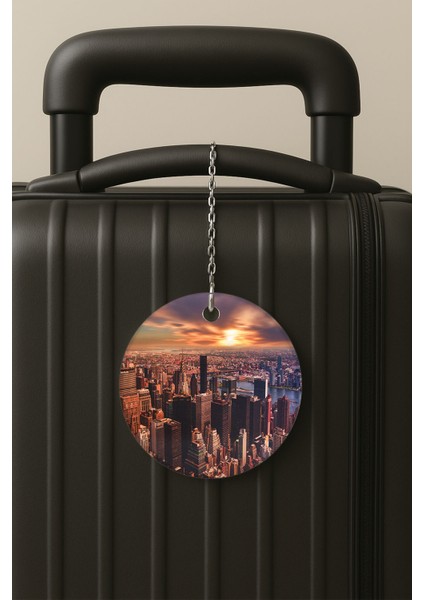 Newyork Desenli Uv Baskılı Pleksi Bavul Etiketi Seyahat Tatil Valiz Etiketi