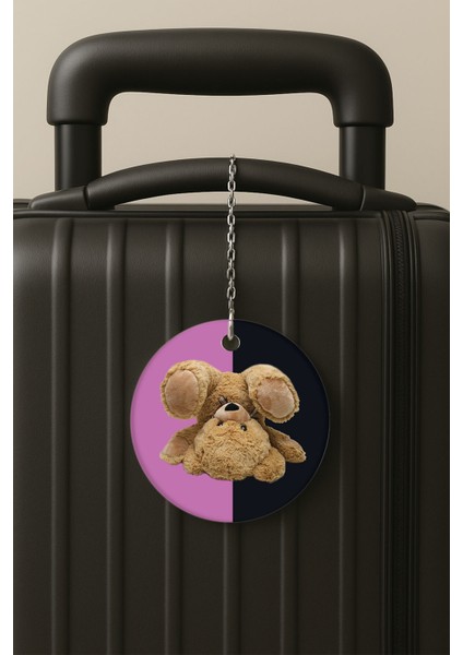 Pelış Ayıcık Desenli Uv Baskılı Pleksi Bavul Etiketi Seyahat Tatil Valiz Etiketi