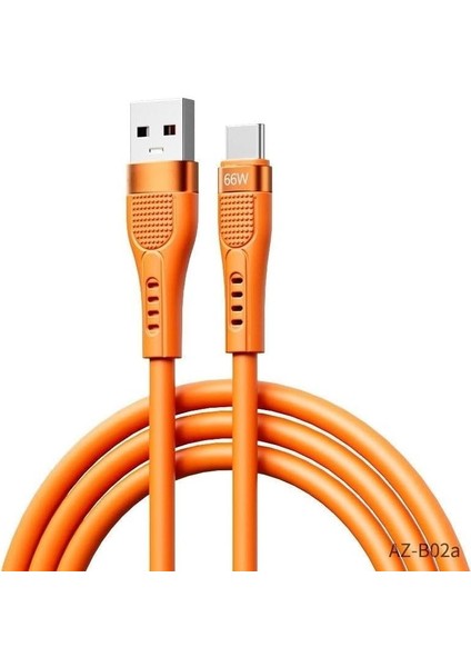 66W Type-C Hızlı Şarj ve Kablosu 1.3m AZ-B02A (2 Farklı Renk) (Turuncu)