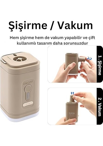 Kablosuz Elektrikli Hava Pompası, Type-C Şarjlı, Şişirme ve Söndürme Için 5 Başlıklı indirimleri