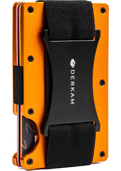 Derkam Minimalist Cüzdan & Kartlık - Erkek Kartlık | RFID Korumalı Alüminyum Kartlık | T-Oranj