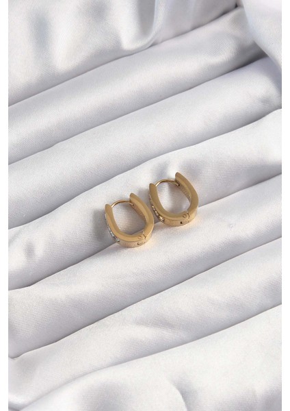 316L Çelik Altın Renk Zirkon Taşlı Halka Model Küpe - Lisinya fiyatları