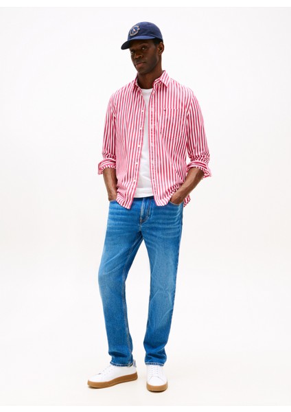 Normal Gömlek Yaka Pembe Erkek Gömlek MW0MW394510D1_FLEX Poplın Bold Strı