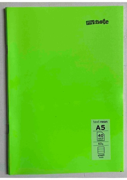 A5 40 Yaprak Çizgili Pp Kapak Dikişli Defter Yeşil