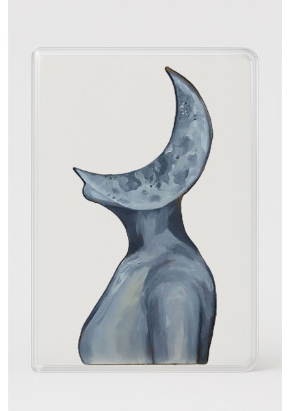 Şeffaf Pasaport Kılıfı Kalın Mikron Kart Bölmeli Desenli Pasaport Kabı - Luna