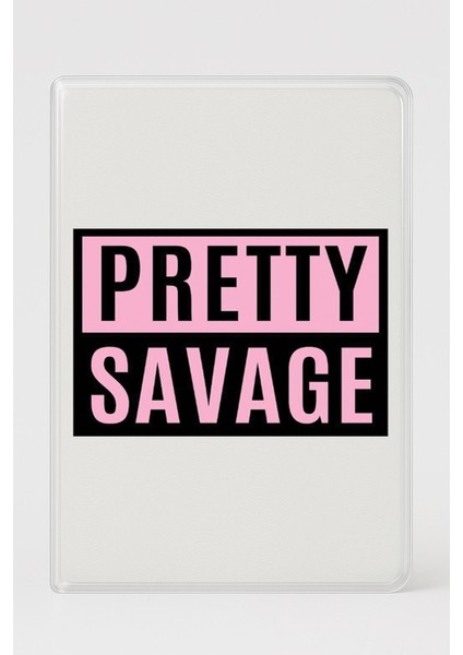 Şeffaf Pasaport Kılıfı Kalın Mikron Kart Bölmeli Desenli Pasaport Kabı - Pretty Savage