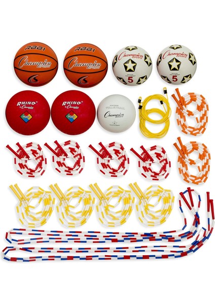 Education Kit W/seven Balls, 14 Jump Ropes, Assorted