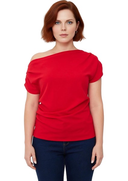 Kadın Örme Asimetrik Yaka Bluz Rahat ve Şık Bir Seçim Kaliteli Şık Rahat Modern Zarif Günlük fiyatları