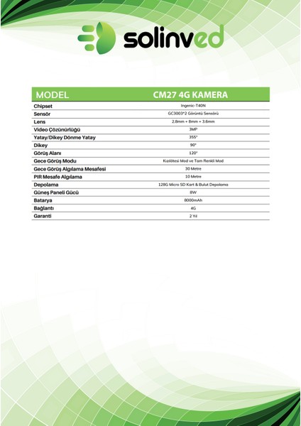 CM27 Solar Kamera 4G modelleri
