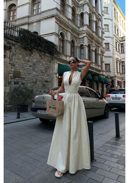 Fermuarlı Bele Oturan Geniş Çan Etek Pinterest Tasarım Trend Elbise