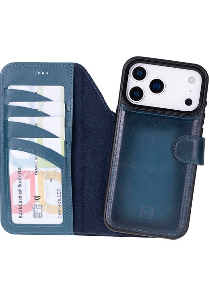 iPhone 17 Pro Uyumlu Hakiki Deri Magsafe ve Rfıd Koruma Özellikli Çıkarılabilir Cüzdanlı Kılıf
