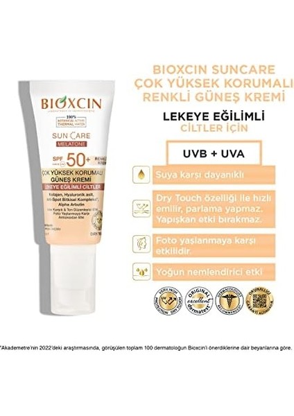 Bioxcin Sun Care Lekeye Eğilimli Ciltler Için Çok Yüksek Korumalı Renkli Güneş Kremi 50 Spf - Leke Tinted 50 ml modelleri