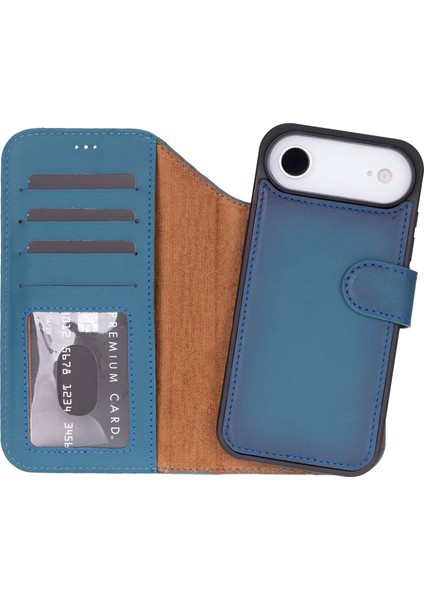 iPhone 17 Air Uyumlu Hakiki Deri Magsafe ve Rfıd Koruma Özellikli Çıkarılabilir Cüzdanlı Kılıf