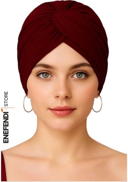 Düğümlü Dış Bone Bordo | Hazır Bağlı Sosyete Yarım Şal Modeli | Tesettür Rahat ve Şık Bone fiyatları