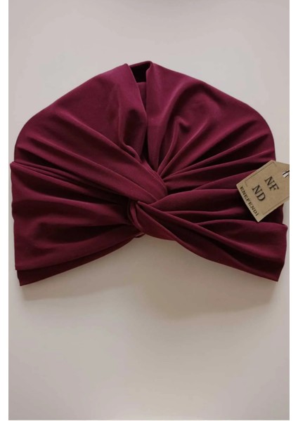 Düğümlü Dış Bone Bordo | Hazır Bağlı Sosyete Yarım Şal Modeli | Tesettür Rahat ve Şık Bone modelleri